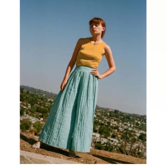 Mara Hoffman | Blue Belinda Linen Pleated Wide Leg Pants - Picture 6 of 6